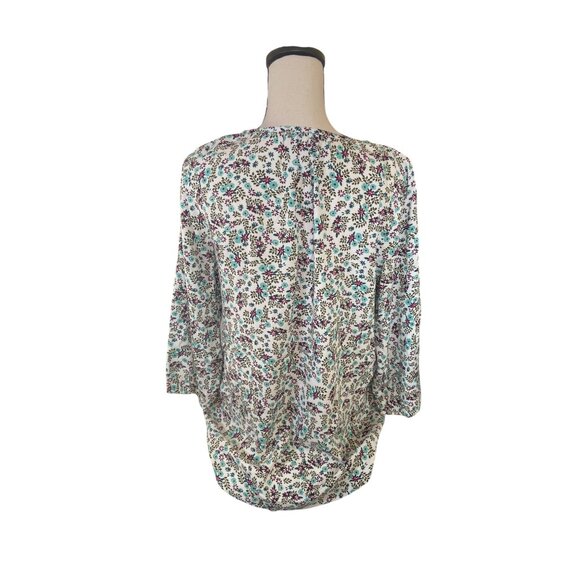 Sonoma Womens Floral Tunic Blouse Small Rayon VNeck 3/4 Sleeve Cottagecore - Picture 2 of 10